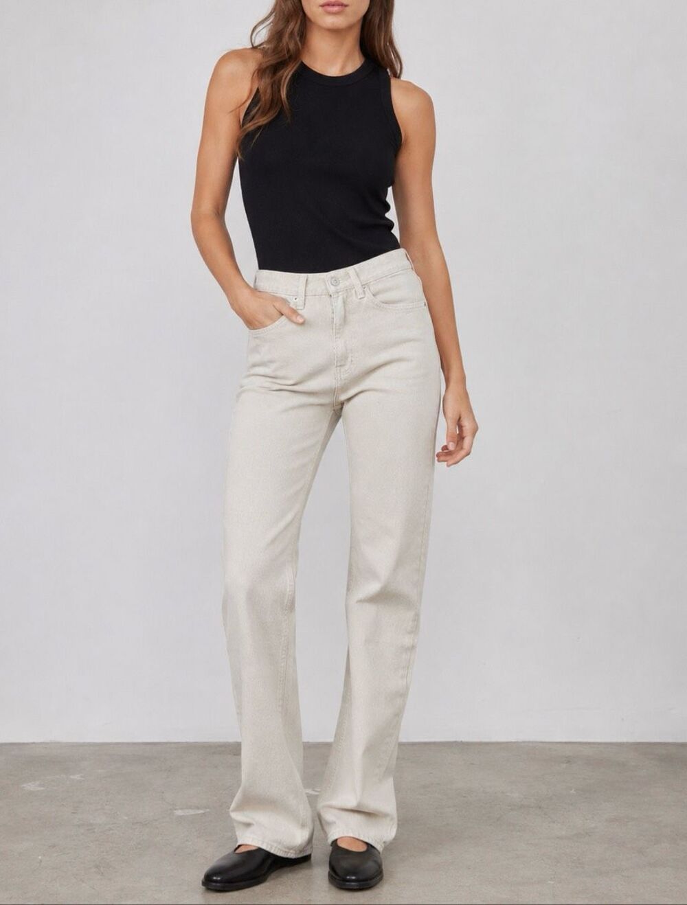 Dunst Essential Semi Bootcut Jeans 26 Soft Greige Cream High Rise NWOT